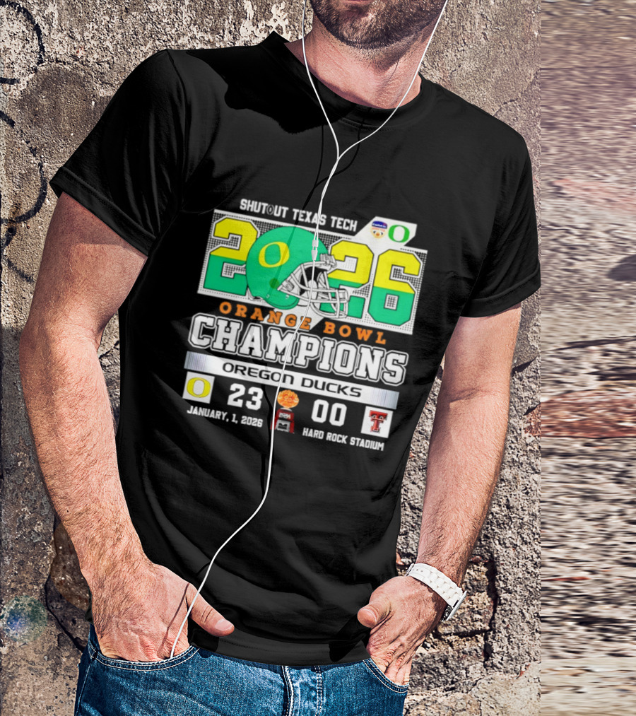 Oregon Ducks 2026 Orange Bowl Champions Shutout Texas Tech 23 0 T-Shirt