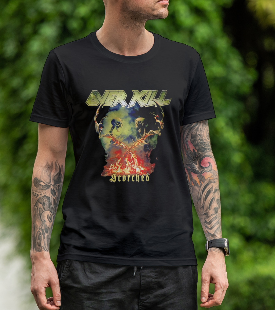 Overkill Scorched Skull Flames Tour Night T-Shirt