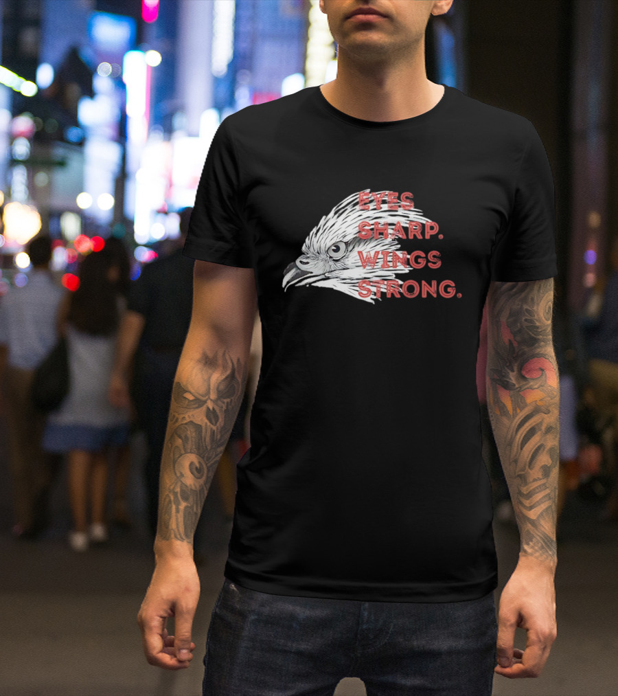 Raptor Bird Head Eyes Sharp Wings Strong T-Shirt