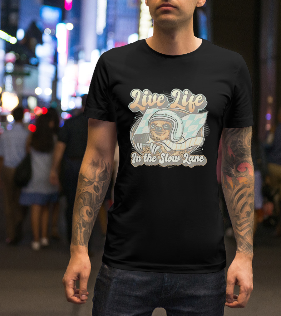 Live Life In The Slow Lane Sloth Racing Helmet T-Shirt