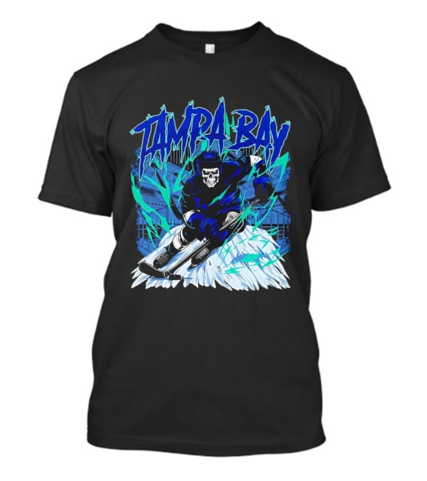 Tampa Bay Lightning Skeleton Hockey Player Action T-Shirt