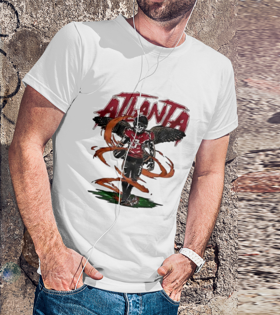 Atlanta Falcons Skeleton Football Player With Red Jersey And Wings T-Shirt