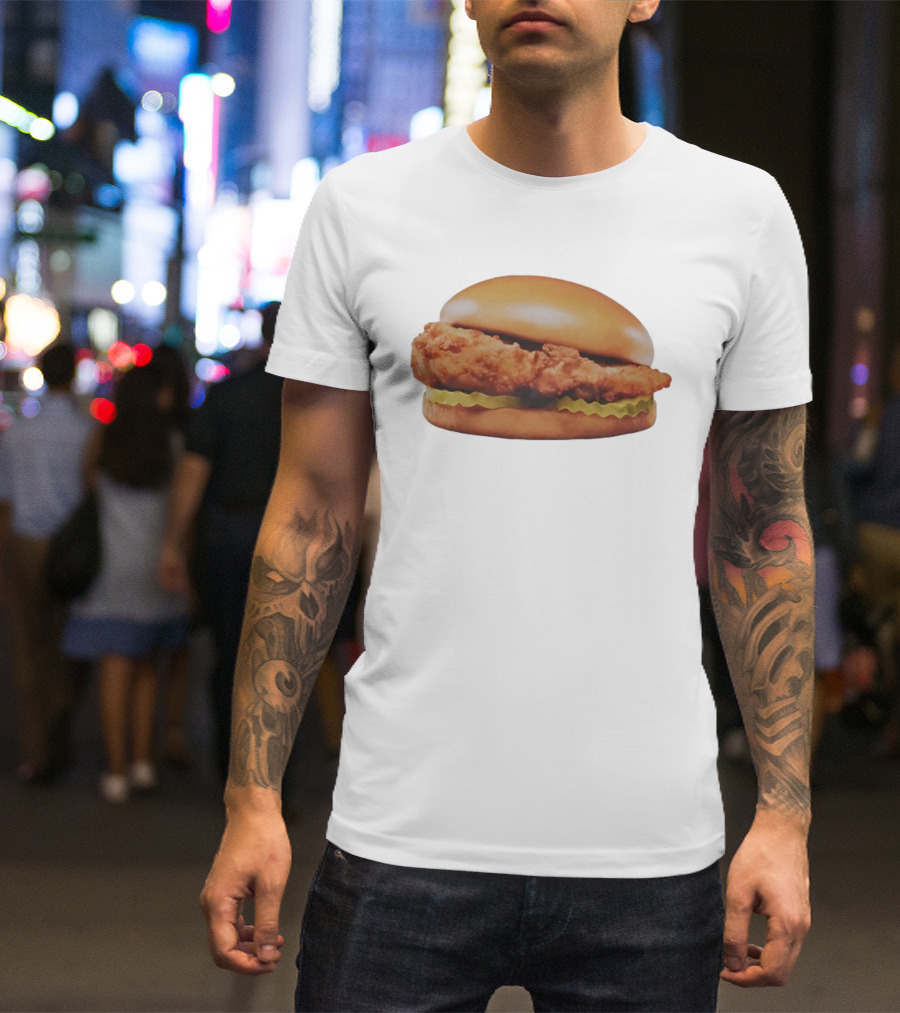 Crispy Chicken Hamburger Sandwich With Pickles T-Shirt