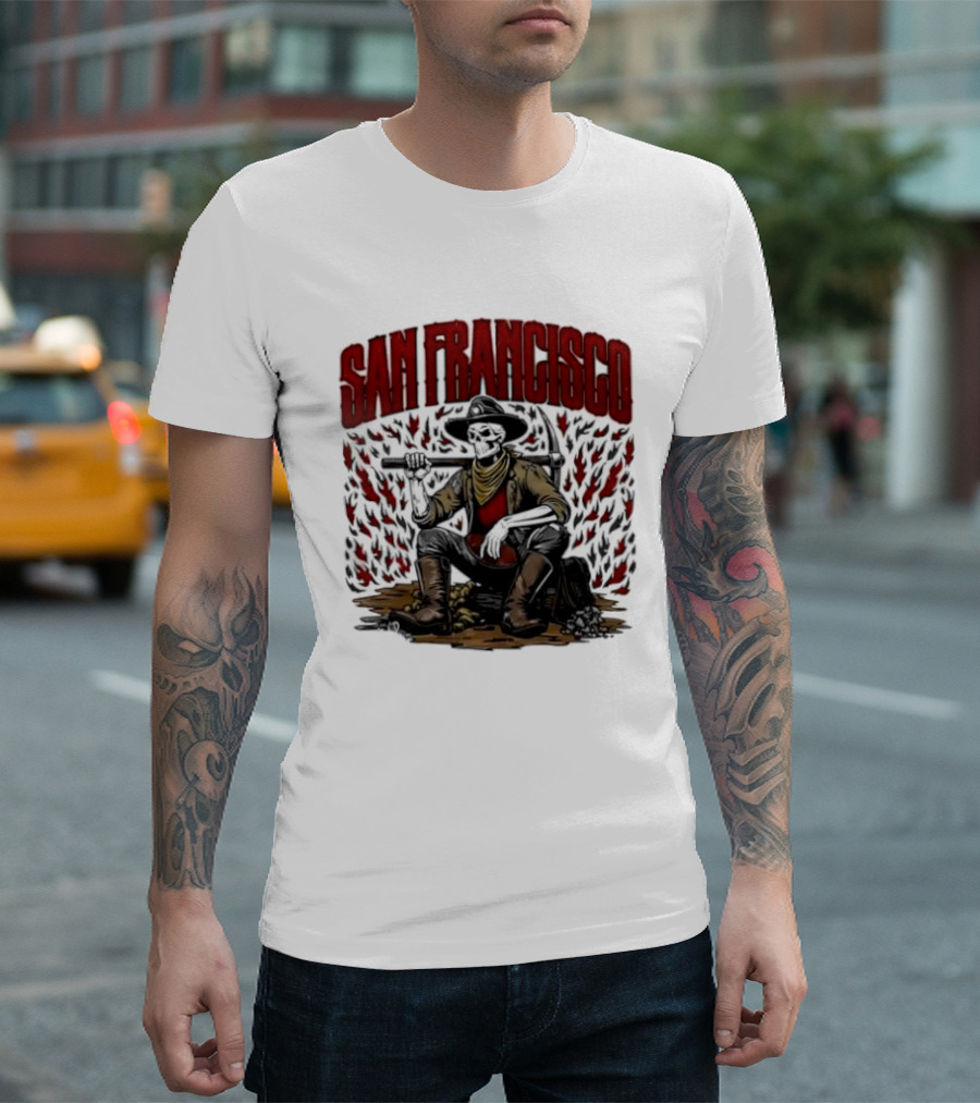 San Francisco 49ers Cowboy Skeleton Football T-Shirt