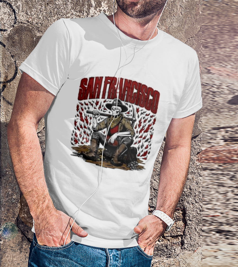 San Francisco 49ers Cowboy Skeleton Football T-Shirt