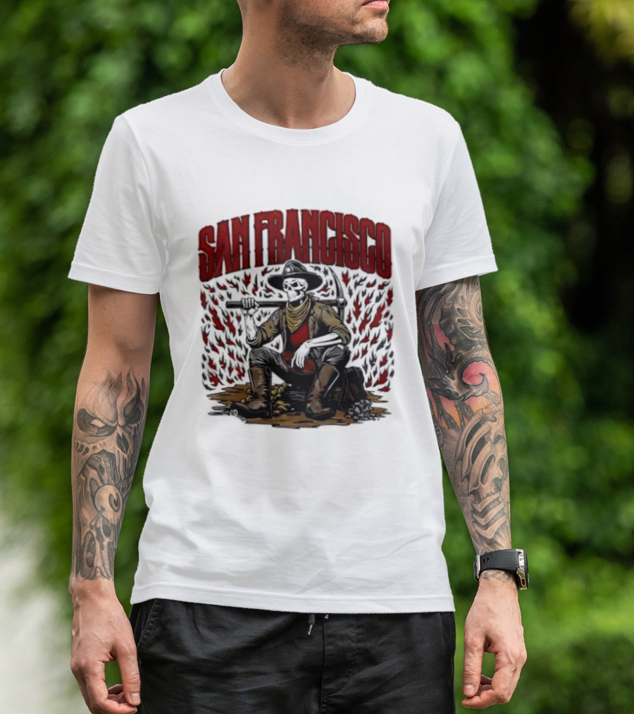San Francisco 49ers Cowboy Skeleton Football T-Shirt
