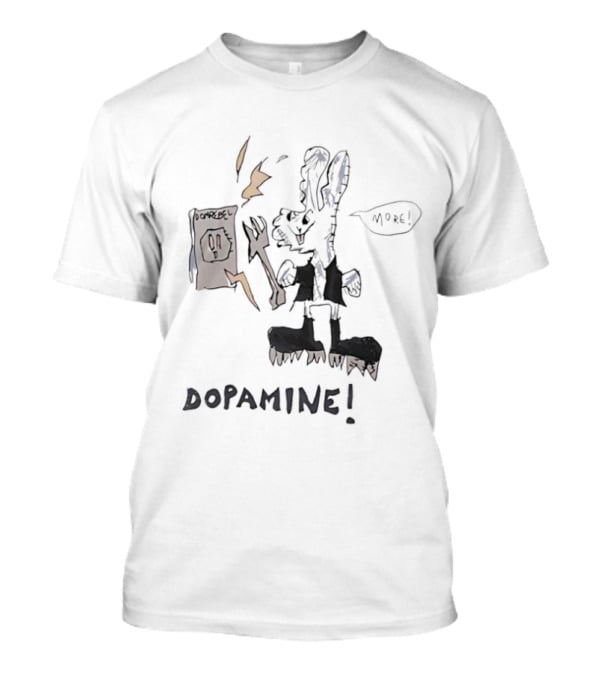 Dopamine Energized Bunny Cartoon Fun Humor T-Shirt