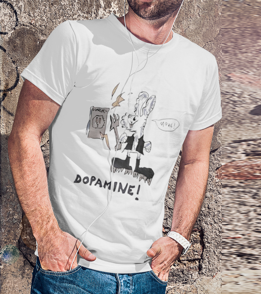 Dopamine Energized Bunny Cartoon Fun Humor T-Shirt