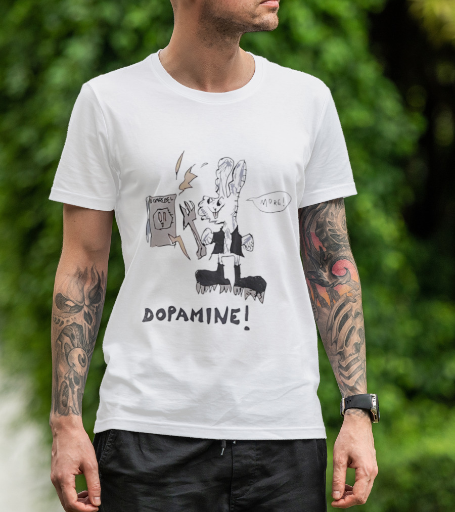 Dopamine Energized Bunny Cartoon Fun Humor T-Shirt