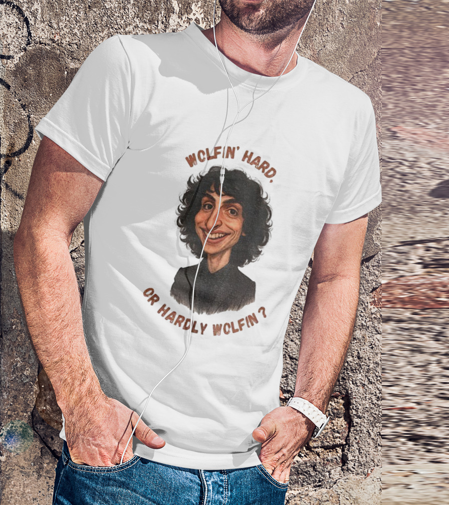Finn Wolfhard Stranger Things Caricature Wolfin’ Hard Or Hardly Wolfin T-Shirt