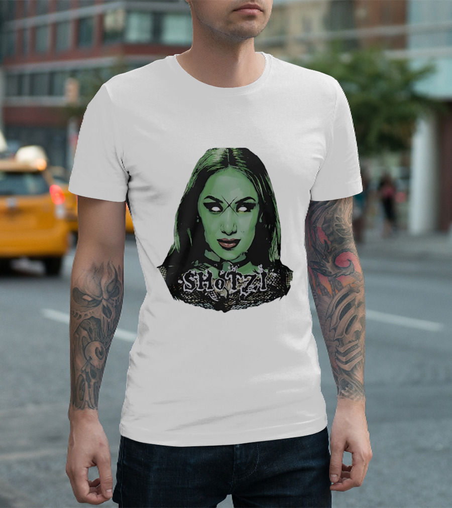 Shotzi Blackheart Green Face Horror T-Shirt