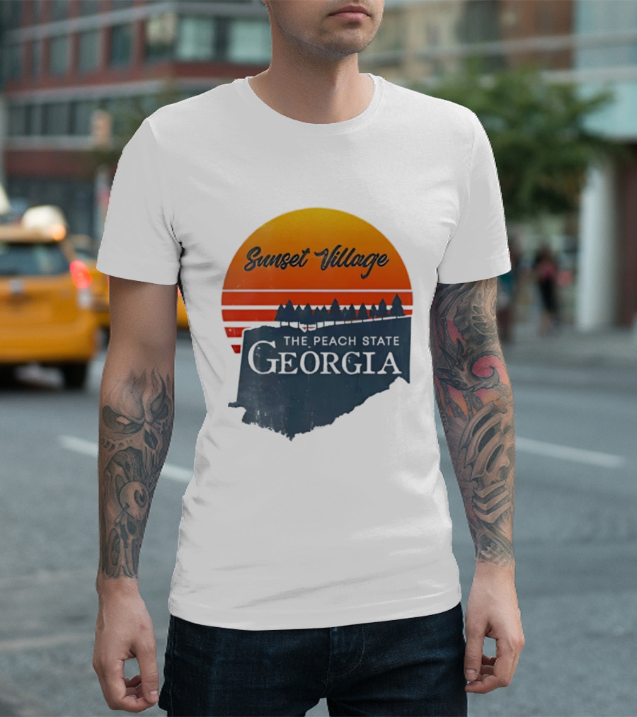 Sunset Village The Peach State Georgia T-Shirt