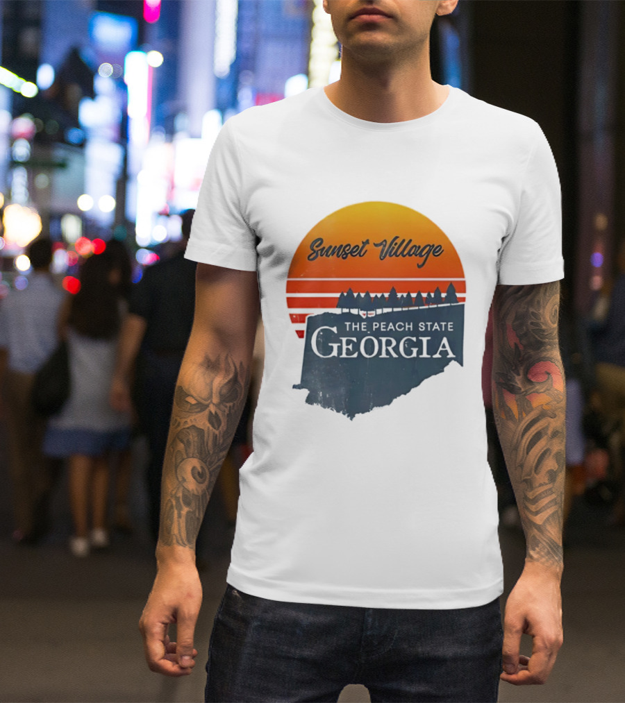 Sunset Village The Peach State Georgia T-Shirt