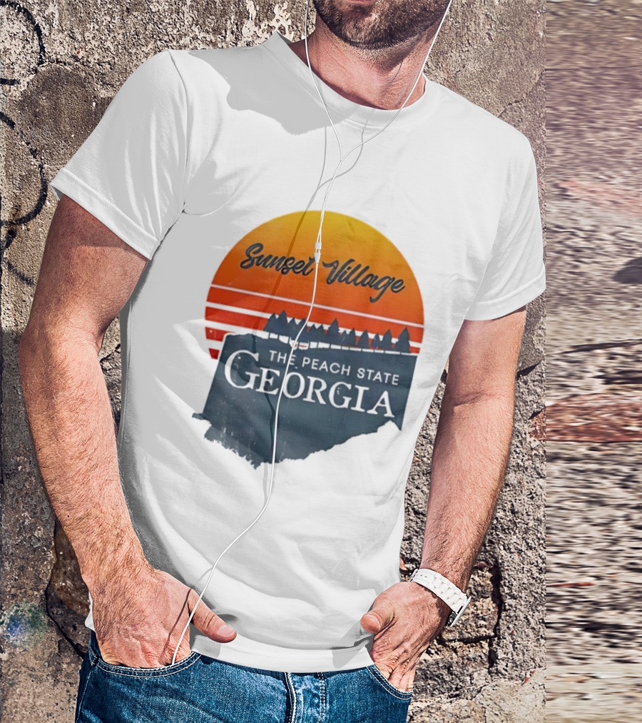 Sunset Village The Peach State Georgia T-Shirt