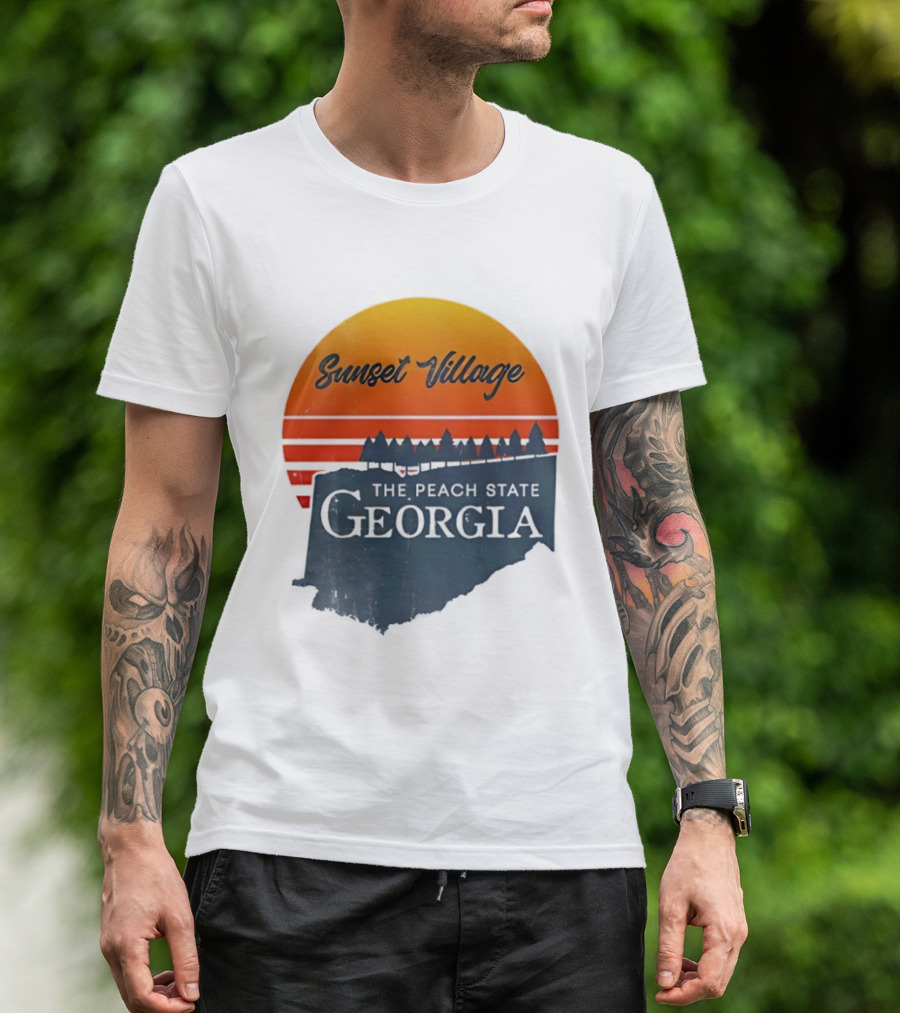 Sunset Village The Peach State Georgia T-Shirt