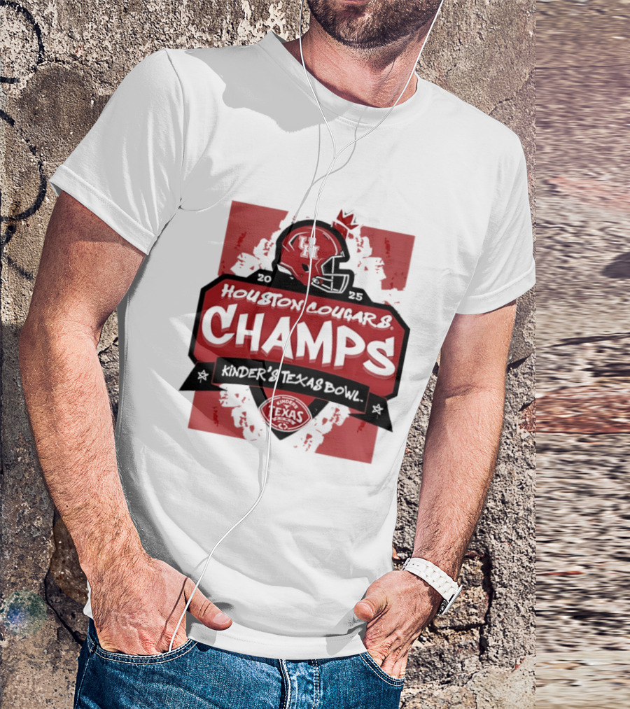 Houston Cougars Champs Kinder's Texas Bowl UH Helmet Football Victory 2025 T-Shirt