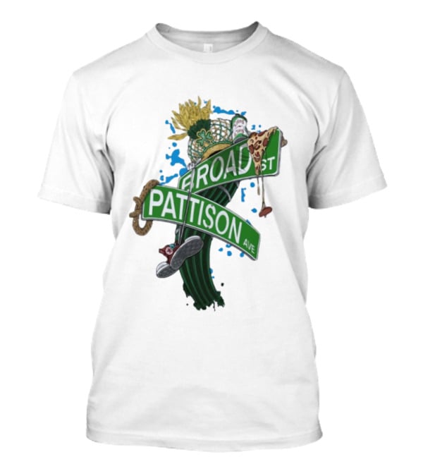 Philadelphia Eagles Broad St Pattison Ave Street Signs Pizza Cheesesteak Sunflower Clover T-Shirt