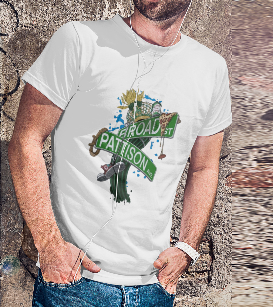 Philadelphia Eagles Broad St Pattison Ave Street Signs Pizza Cheesesteak Sunflower Clover T-Shirt