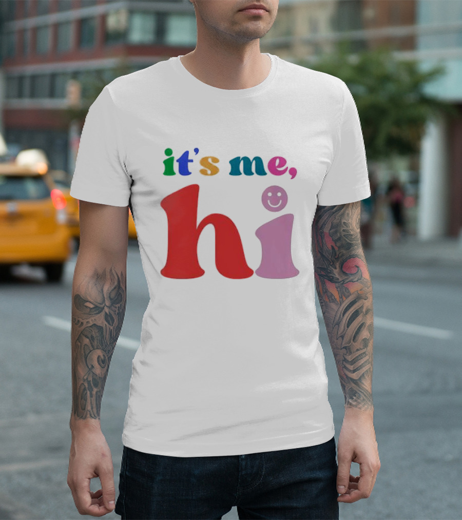 It's Me Hi Colorful Text With Smiley Face T-Shirt