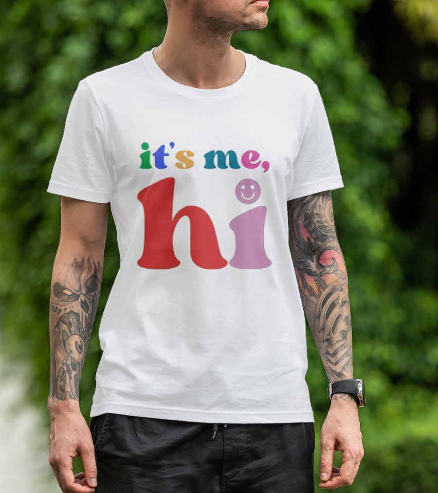 It's Me Hi Colorful Text With Smiley Face T-Shirt