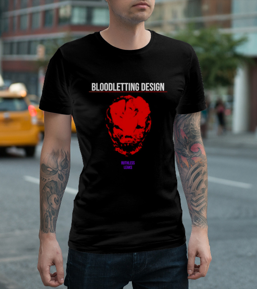 Bloodletting Red Ruthless Leaks Skull T-Shirt