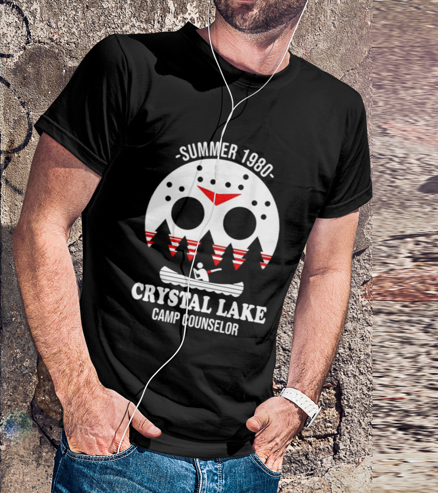 Jason Voorhees Summer 1980 Crystal Lake Camp Counselor Canoe Mask Retro Horror T-Shirt
