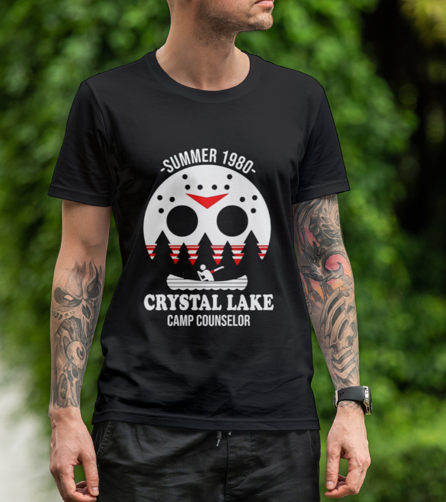 Jason Voorhees Summer 1980 Crystal Lake Camp Counselor Canoe Mask Retro Horror T-Shirt