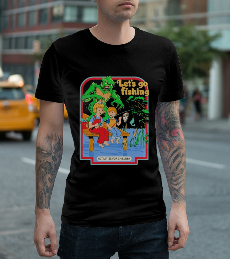 Let's Go Fishing Activities For Children Monster And Pond Adventure T-Shirt