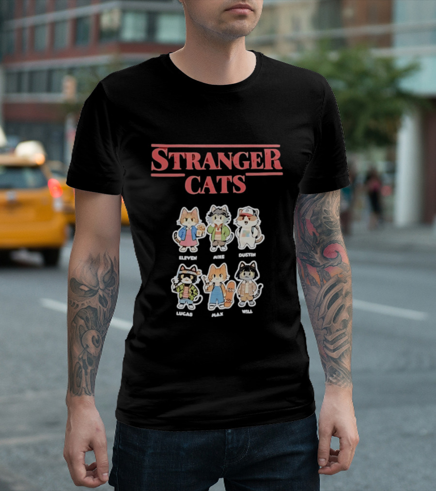 Stranger Cats Eleven Mike Dustin Lucas Max Will Characters T-Shirt