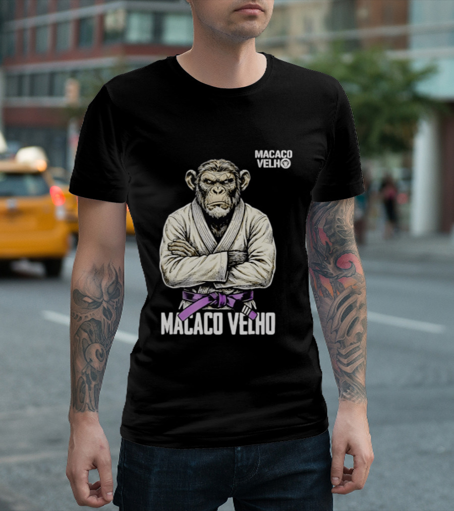 Monkey Macaco Velho Jiu Jitsu Purple Belt Seasoned Grappler T-Shirt