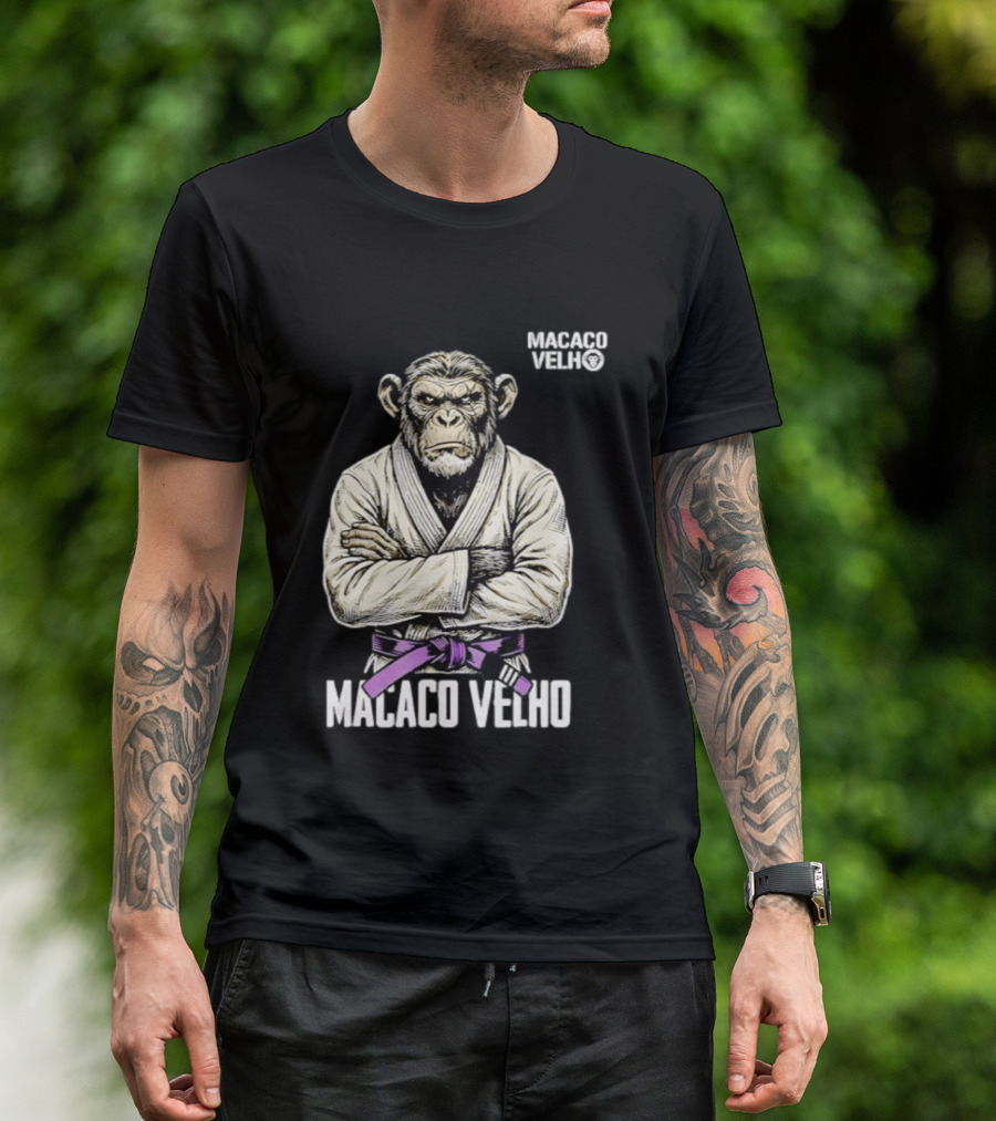 Monkey Macaco Velho Jiu Jitsu Purple Belt Seasoned Grappler T-Shirt