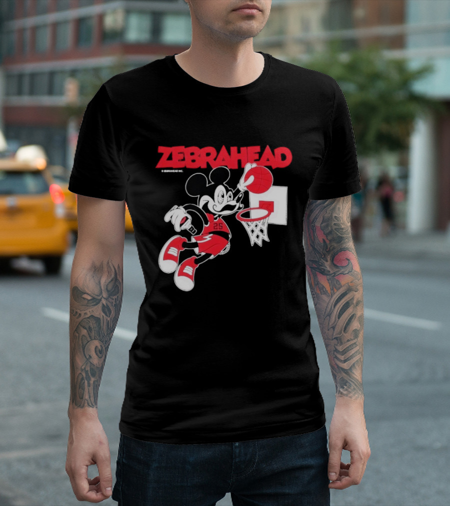 Zebrahead Mickey Mouse Slam Dunk Basketball 25 Retro Cartoon T-Shirt