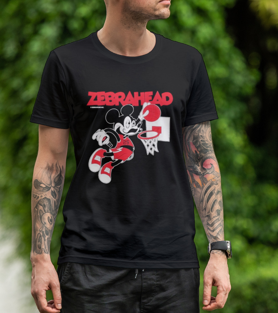 Zebrahead Mickey Mouse Slam Dunk Basketball 25 Retro Cartoon T-Shirt