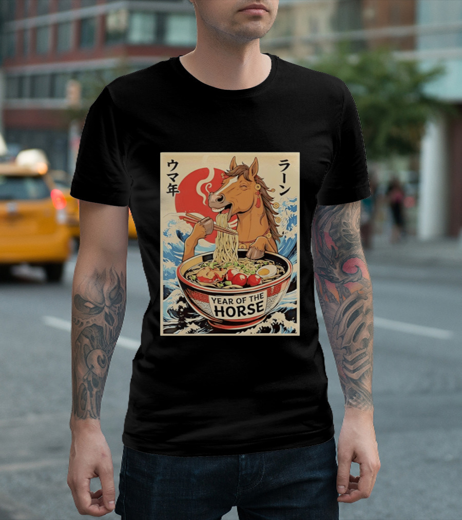 Horse Eating Ramen Year Of The Horse 2026 Japanese T-Shirt