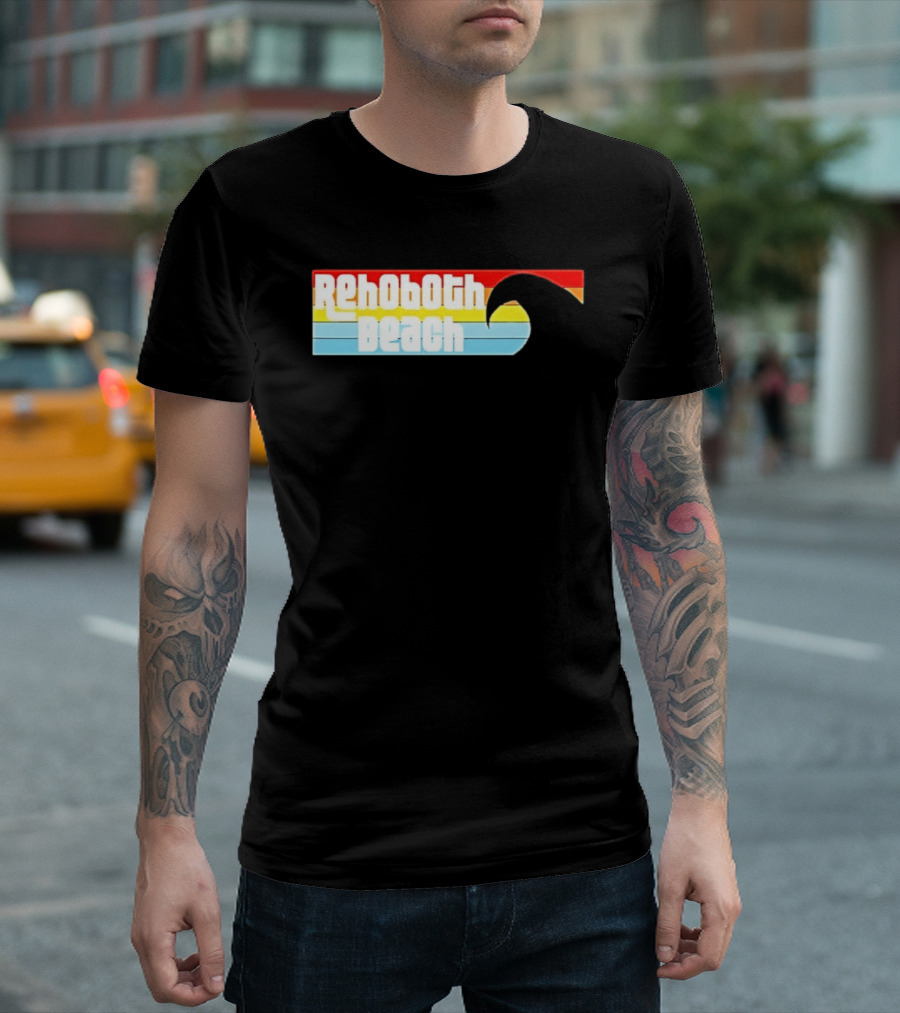 Rehoboth Beach Vintage Rainbow Wave T-Shirt