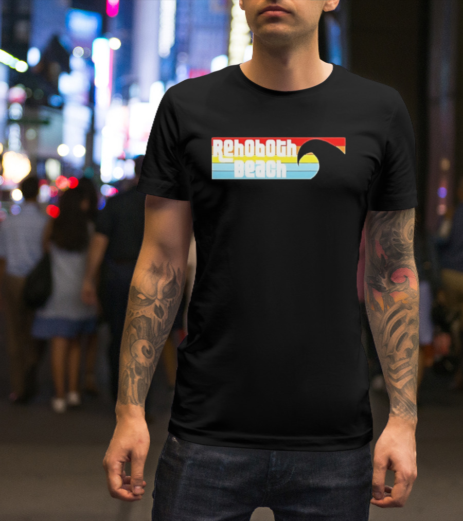 Rehoboth Beach Vintage Rainbow Wave T-Shirt
