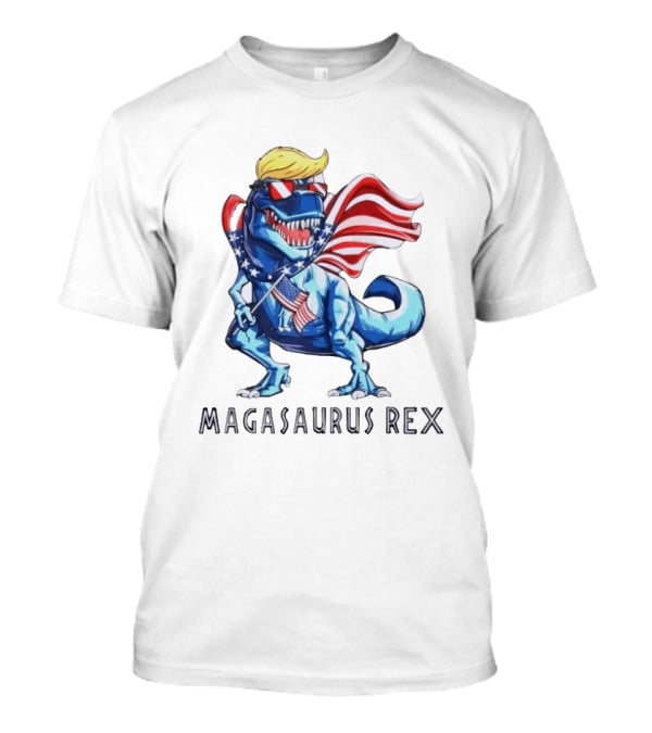 Magasaurus Rex Dinosaur American Flag Patriotic T-Shirt
