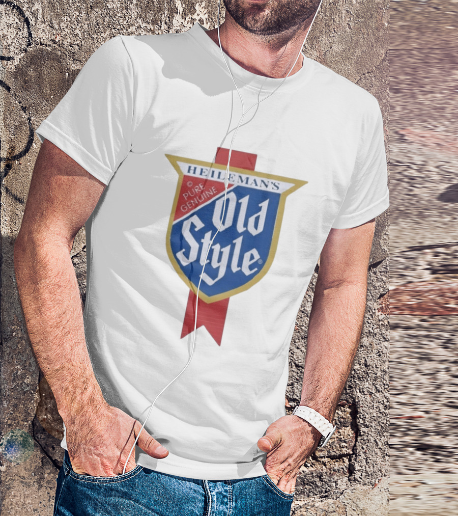 Old Style Beer Heileman's Pure Genuine Iconic Branding T-Shirt