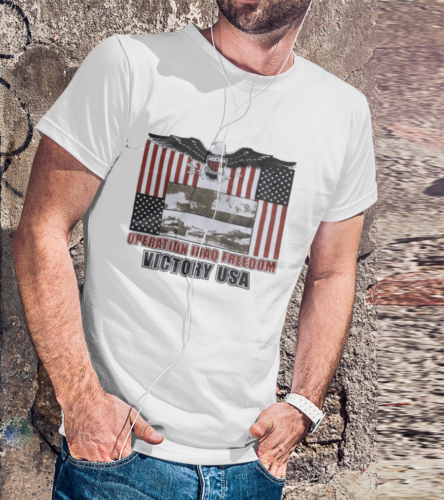 Operation Iraq Freedom Victory USA American Flag Eagle T-Shirt