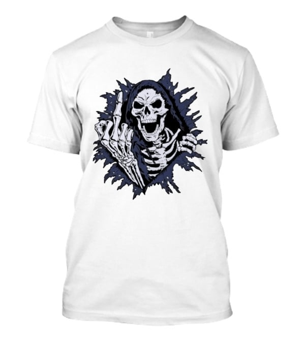 Worry Club Bone Daddy Skeleton Middle Finger Grinning Reaper T-Shirt