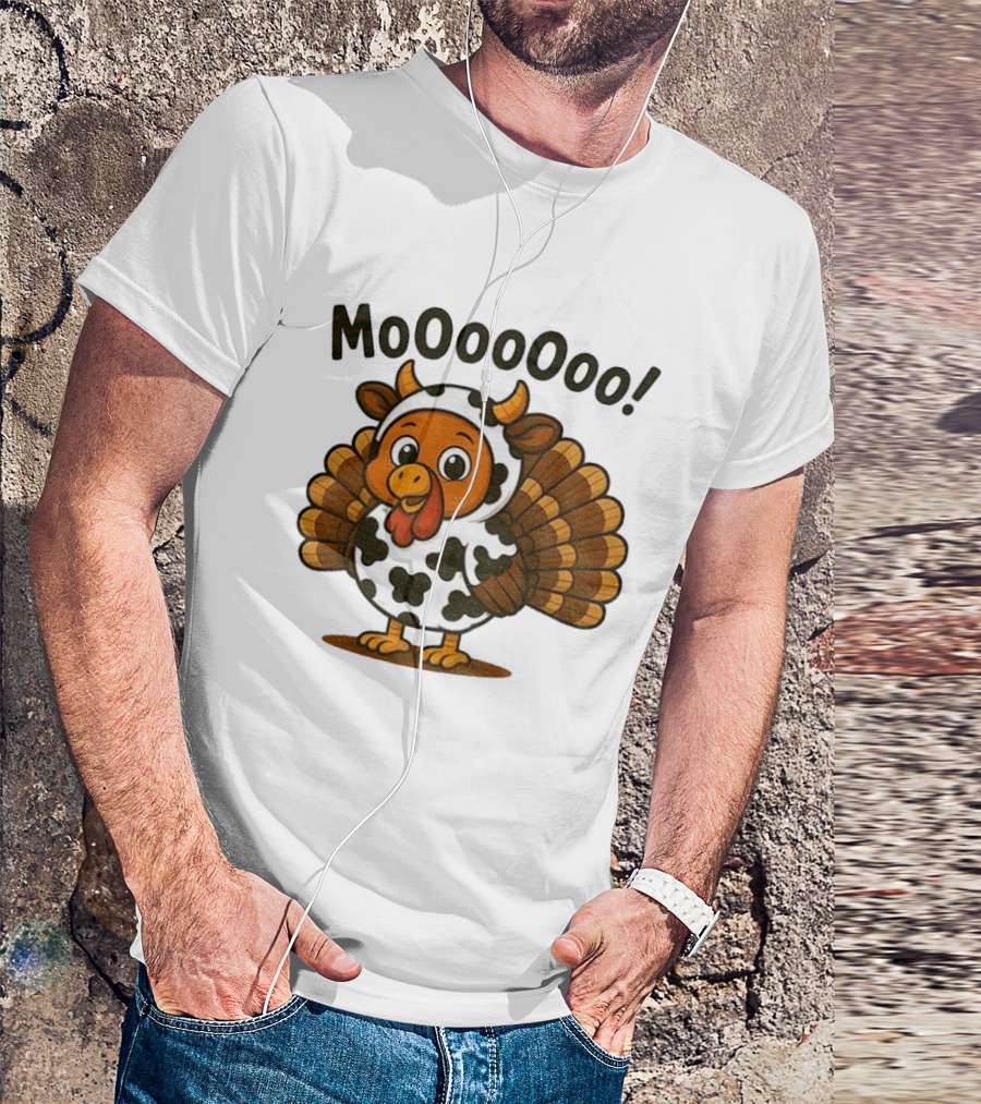 Mooooooo Thanksgiving Cow Turkey Humor T-Shirt