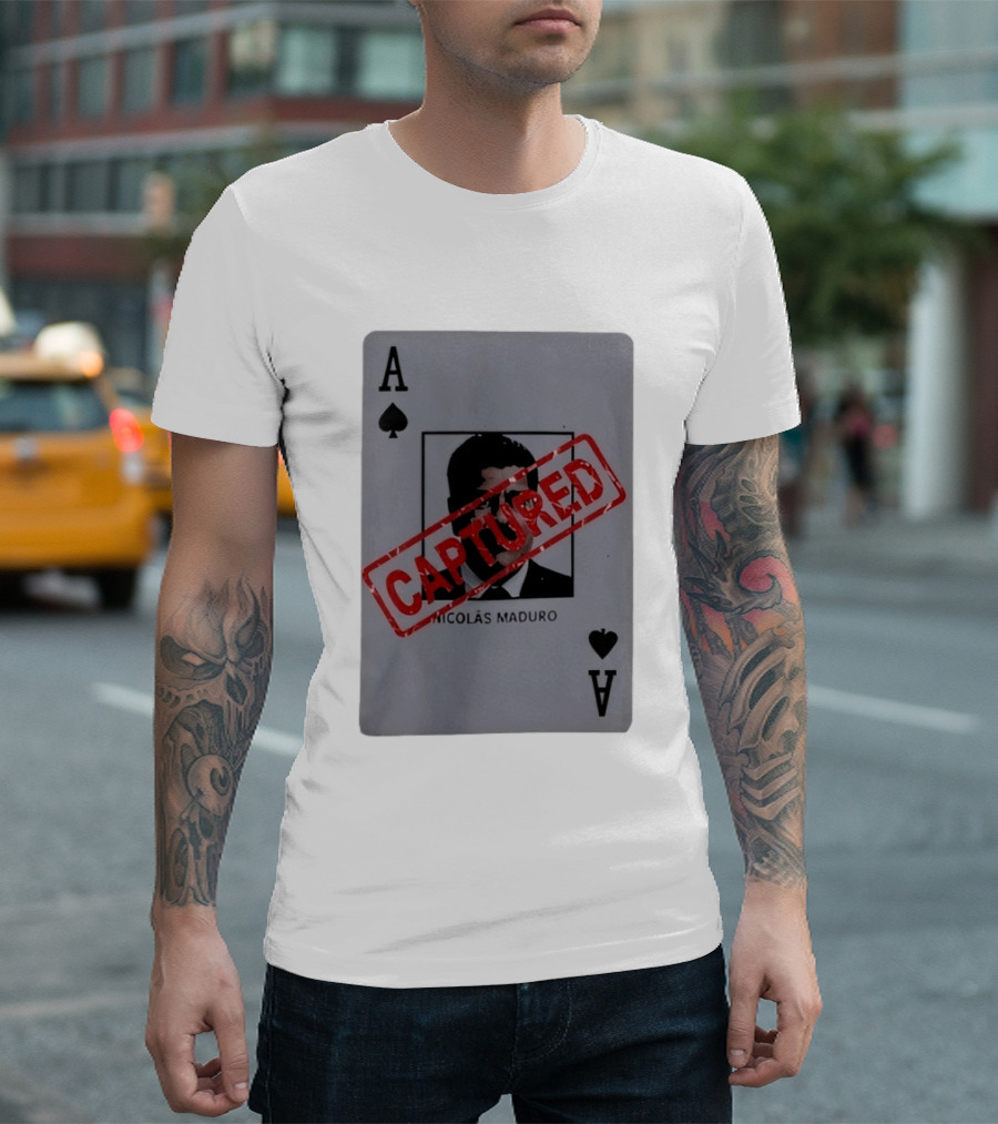 Nicolas Maduro Ace Of Spades Playing Card Captured Stamp T-Shirt