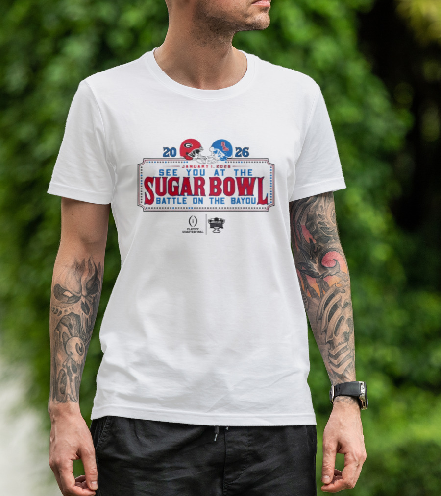2026 Georgia Bulldogs Vs Ole Miss Rebels Sugar Bowl Battle On The Bayou T-Shirt