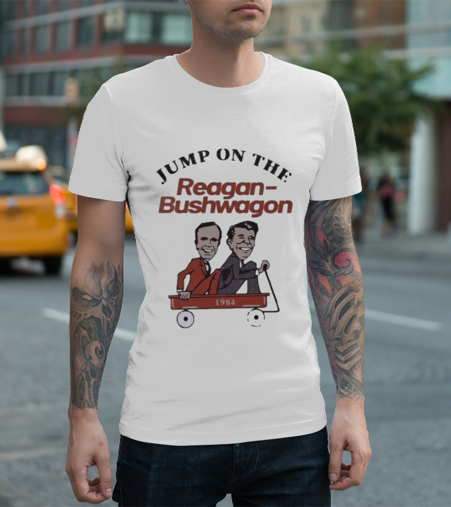 Jump On The Reagan Bushwagon 1984 Presidential Campaign T-Shirt