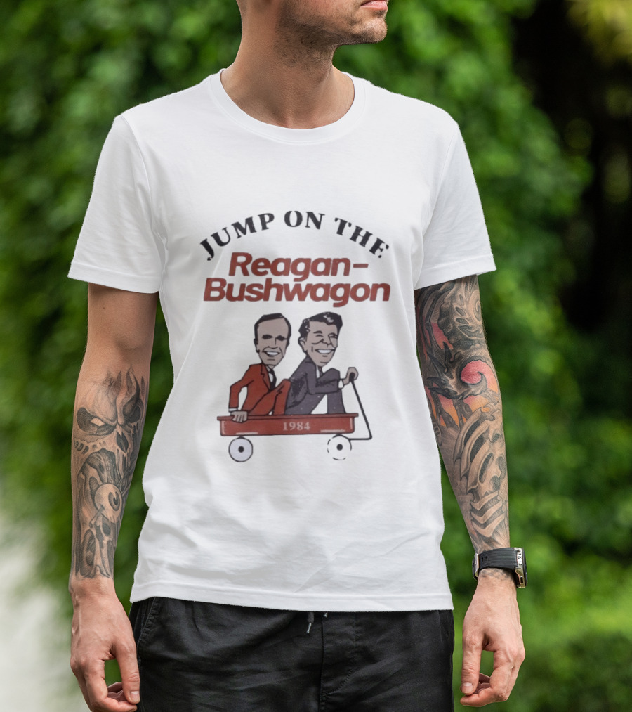 Jump On The Reagan Bushwagon 1984 Presidential Campaign T-Shirt
