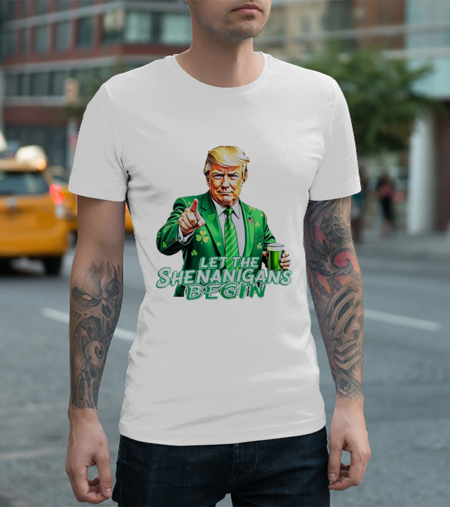 Let The Shenanigans Begin Green Suit And Beer St. Patrick's Day T-Shirt