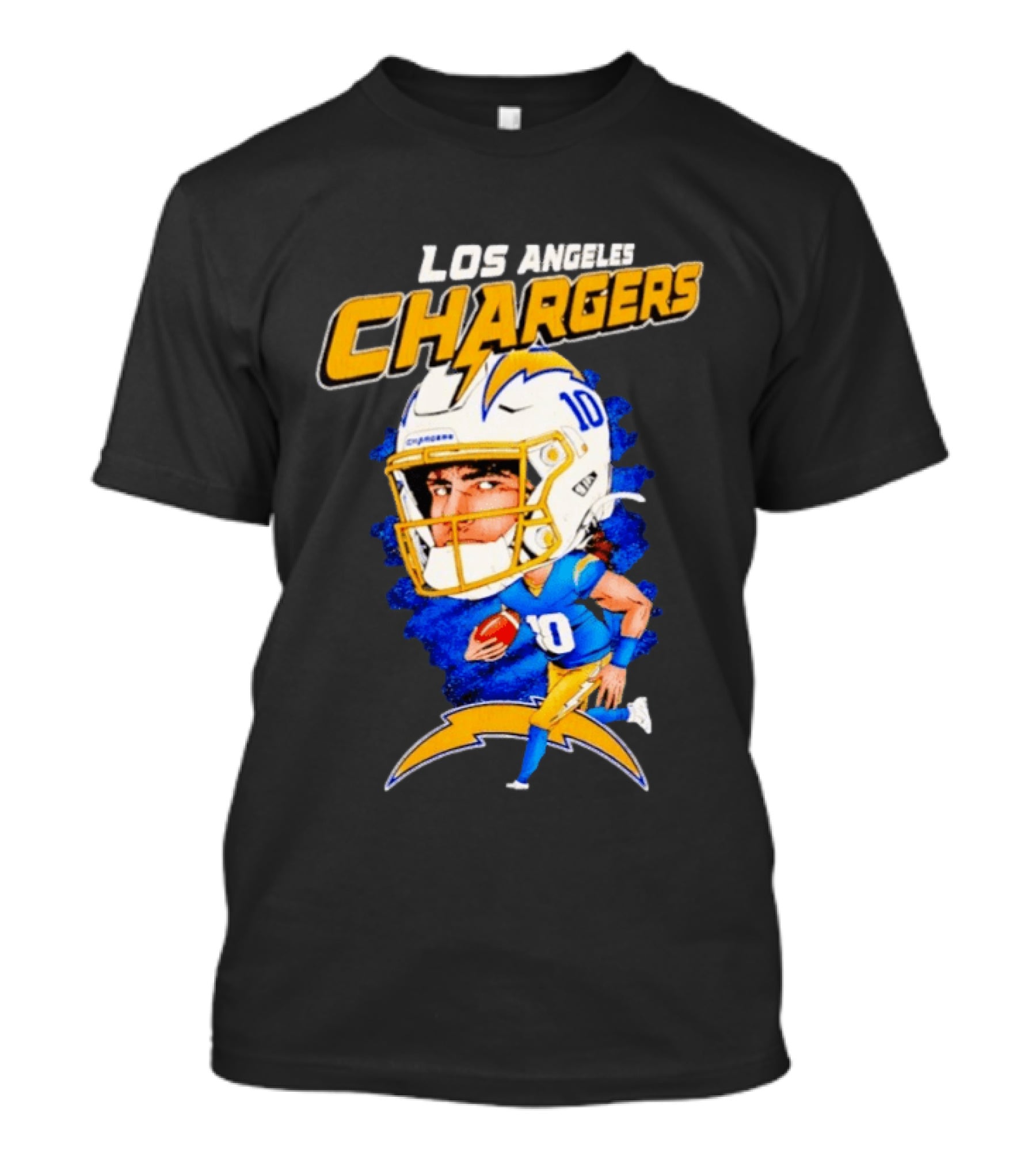 Los Angeles Chargers Justin Herbert Caricature Football Star 10 T-Shirt