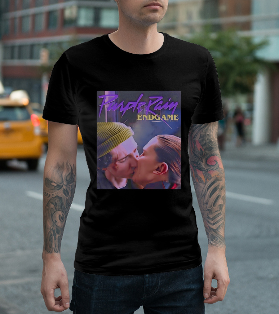 Purple Rain Endgame Mike Eleven Kissing Stranger Things T-Shirt