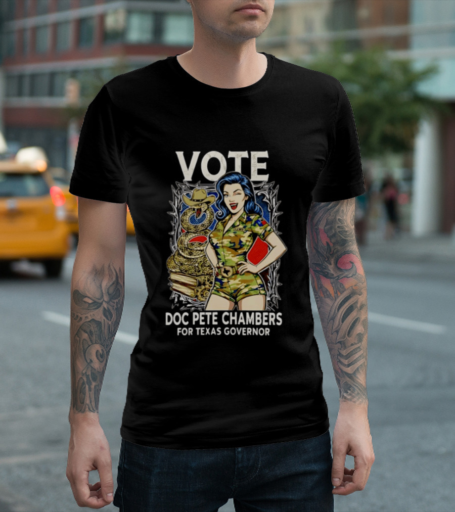 Vote Doc Pete Chambers For Texas Governor Camo Cowgirl Snake T-Shirt