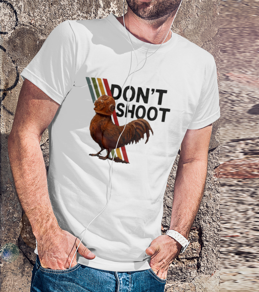 Don't Shoot Chicken Diver Helmet Retro Stripes T-Shirt